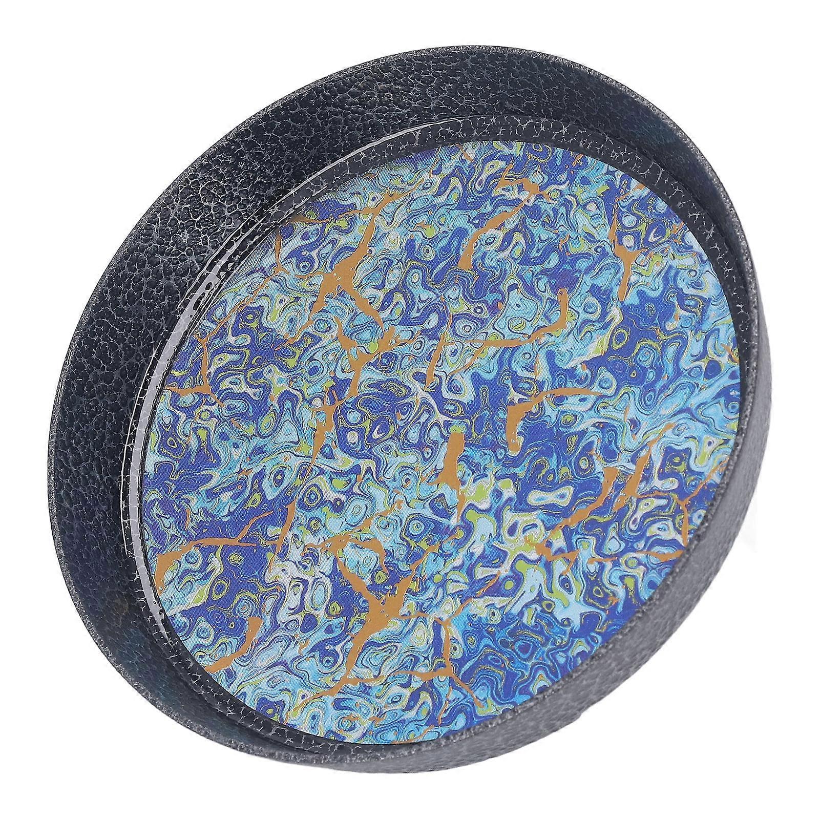 Small Round Blue Alloy Tea Tray with Complex Pattern for Patio