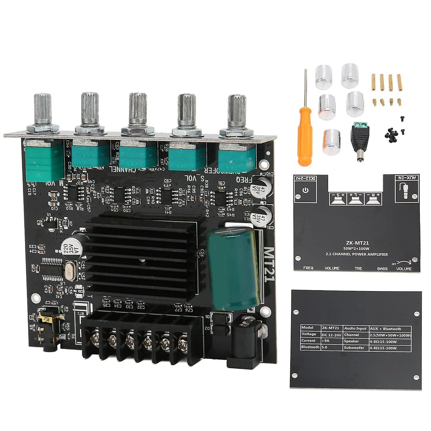 Bluetooth Amplifier Board, 2X50W 100W High Power Sound Stereo DC12 24V Digital Power Amplifier Board