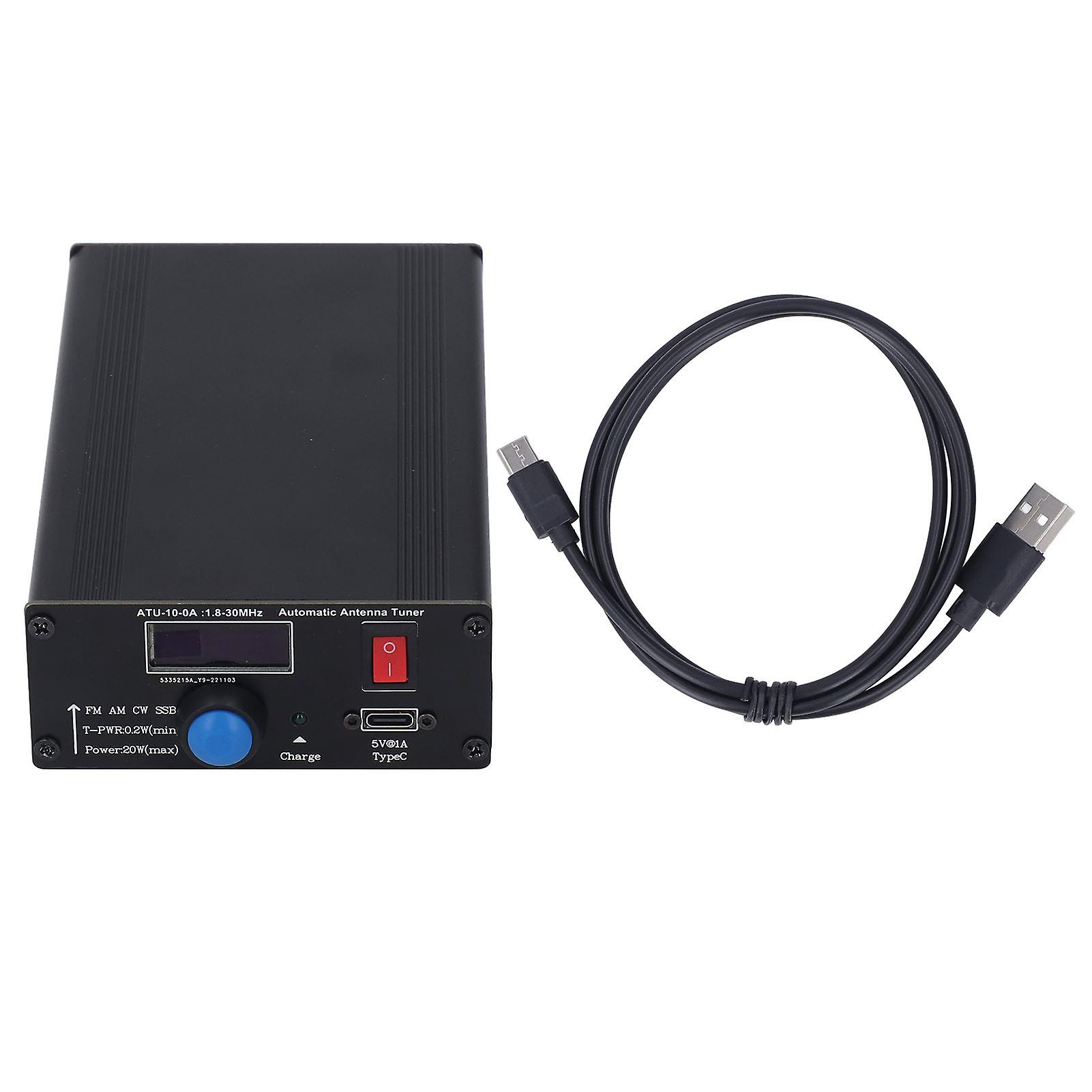 5V 1A Shortwave Antenna Tuner with USB Cable 1.8-30MHz SSB CW FM AM Power Meter for Radio Signal Optimization