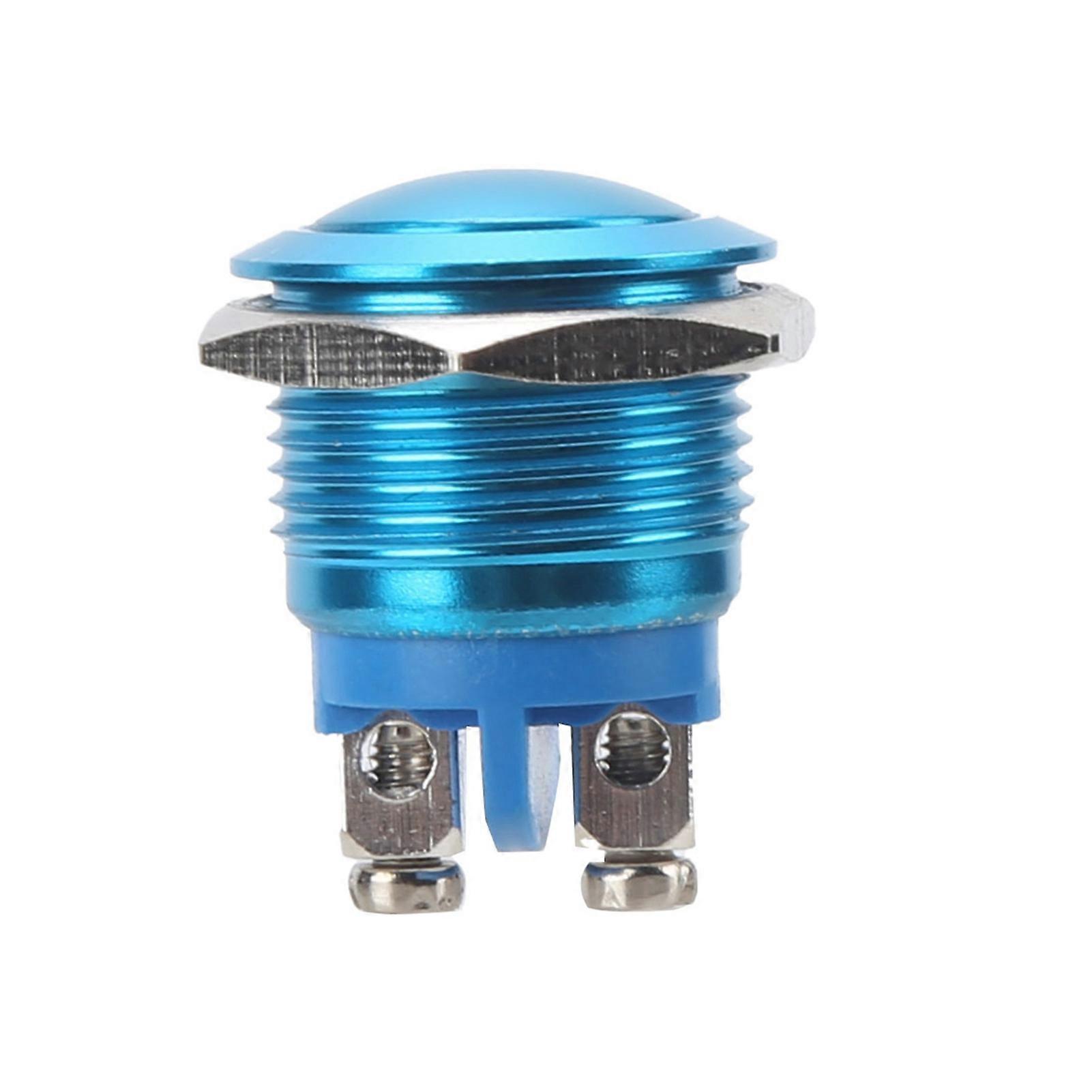 Metal Push Button Switch Ball Full Oxidation Self Reset Jog Screw Foot Power Control 16mm (Blue )
