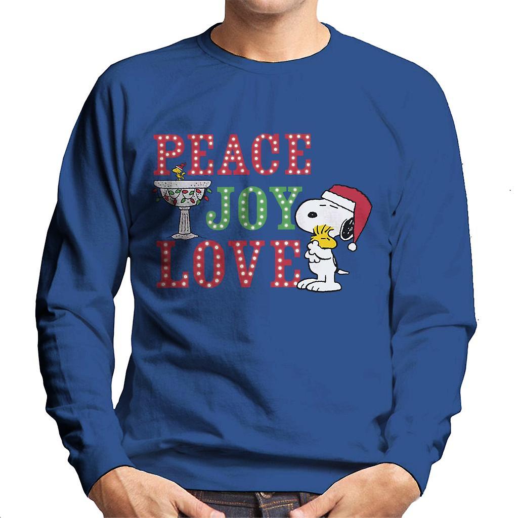 Peanuts Snoopy Holding Woodstock Peace Joy Love Men's Sweatshirt