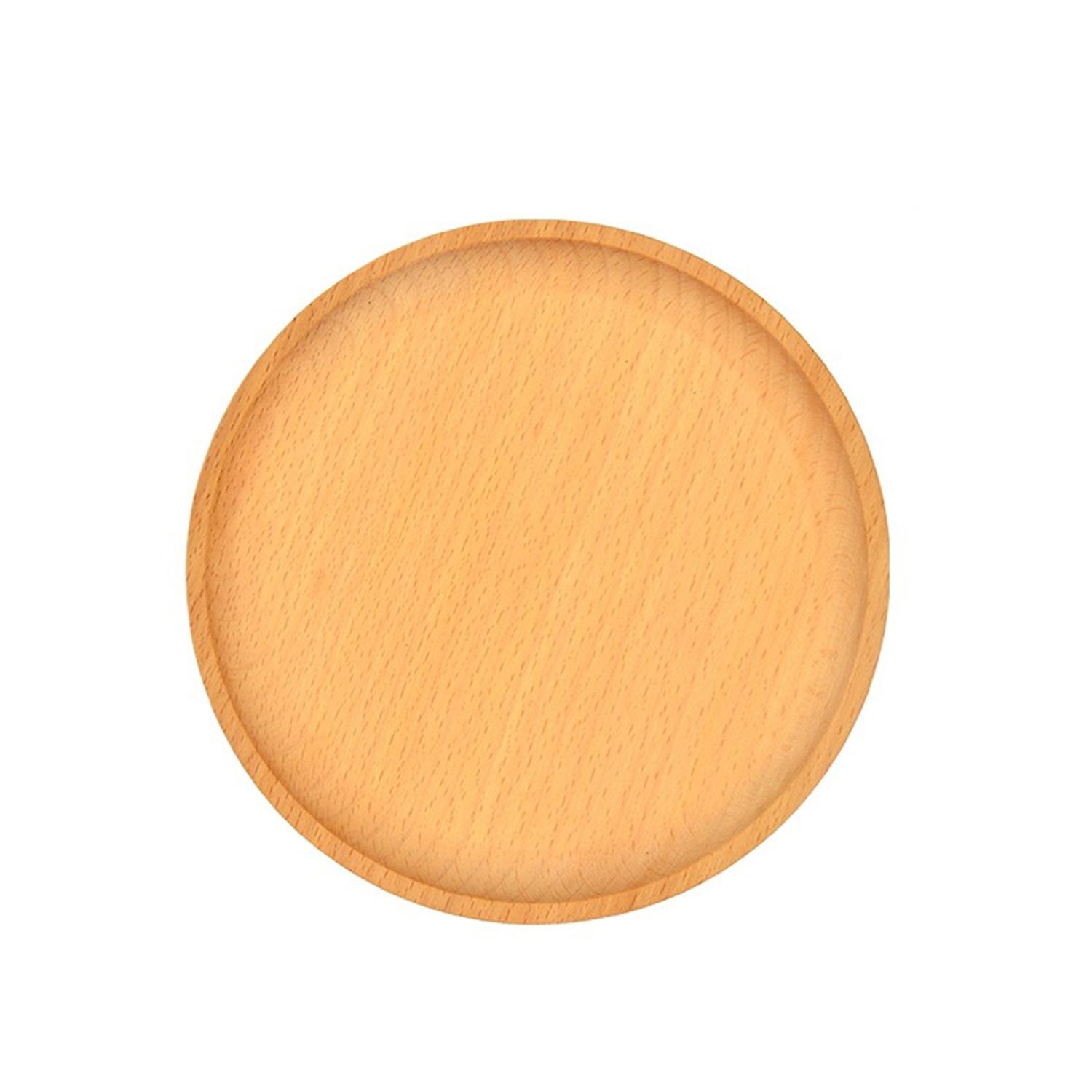 Storage Tray Multipurpose 4 Shapes Solid Wood Square Rectangle Round Ellipse Dinner Breads Plate