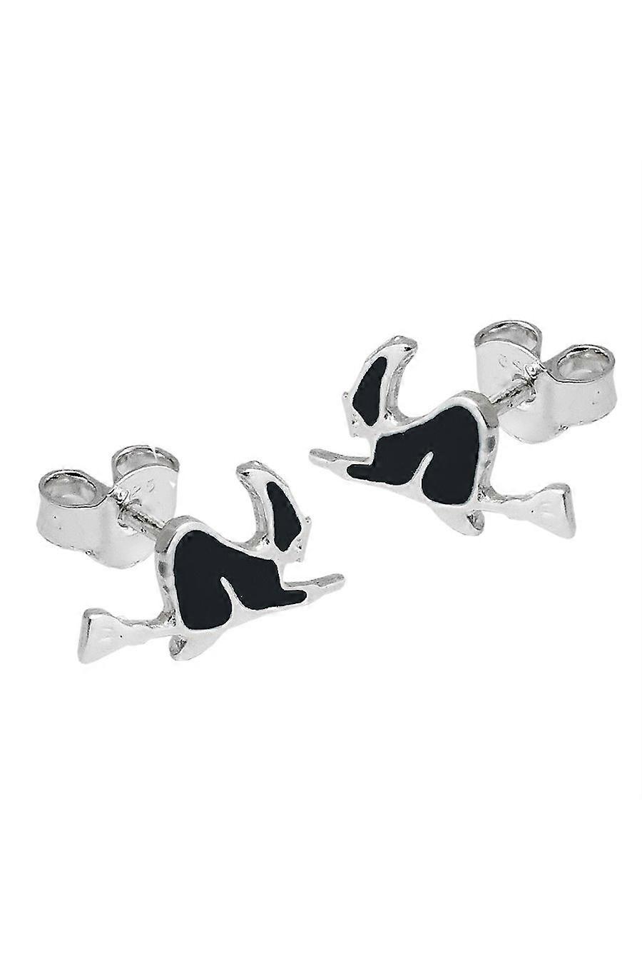 Earrings Studs Witch Black Silver 925 - Gl93576