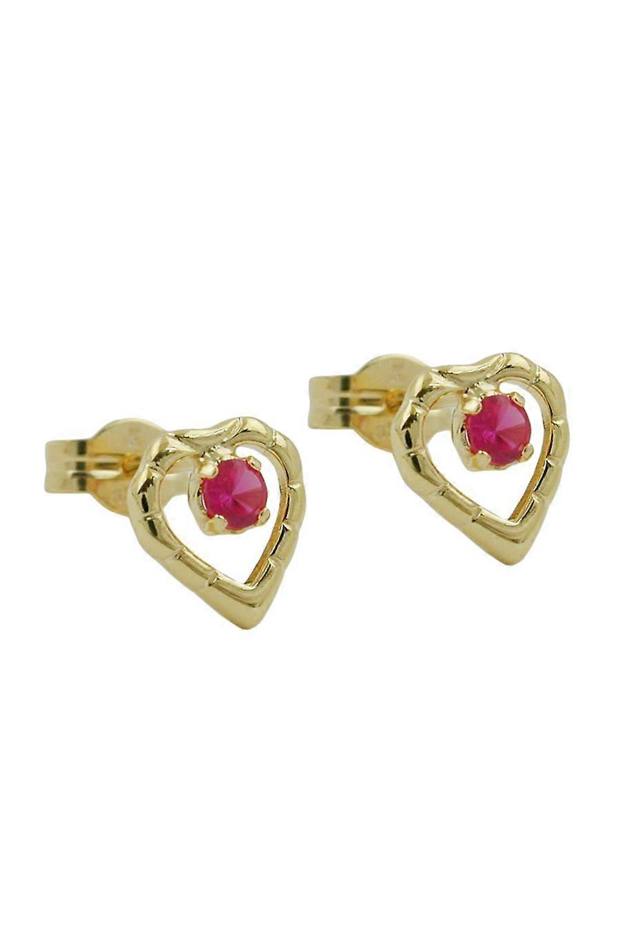 Stud Earrings Heart With Zirconia 8k Gold - Gl431159