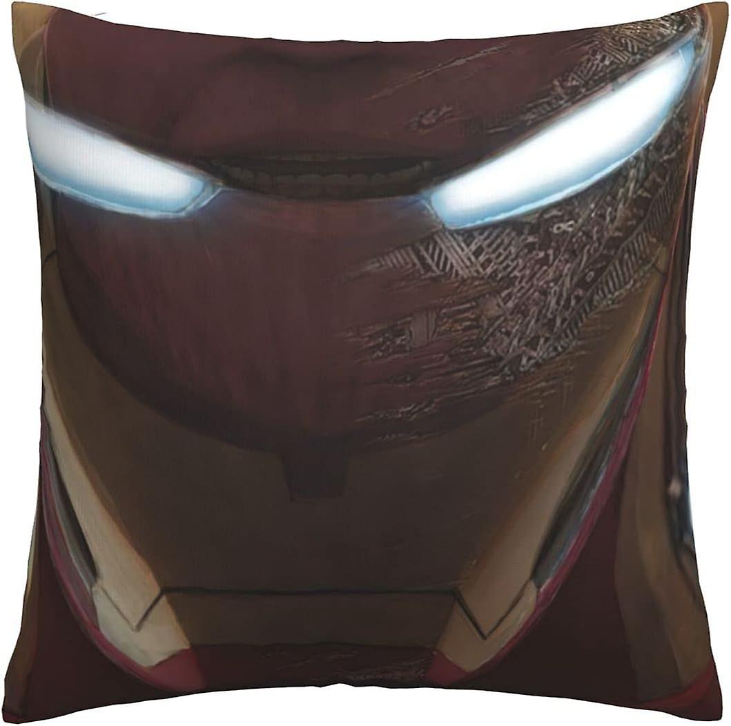 柔らかく快適なアイアンマンクッションカバー装飾的なスクエアスロー枕カバーソファカー枕カバー屋外装飾ホームベッド装飾45cm x 45cm、ダブ