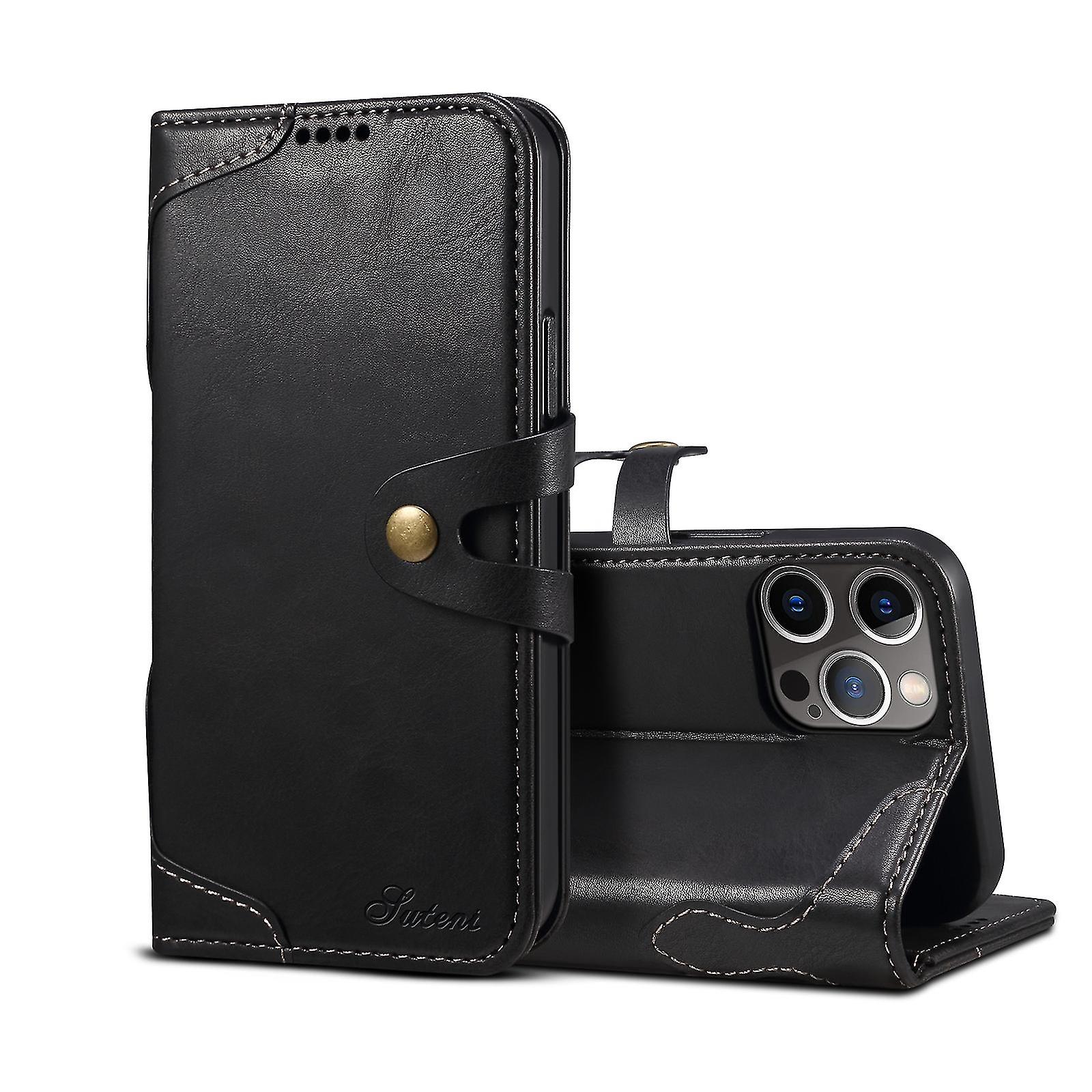 Calf Texture Leather Case For Iphone 13 Pro Max Black