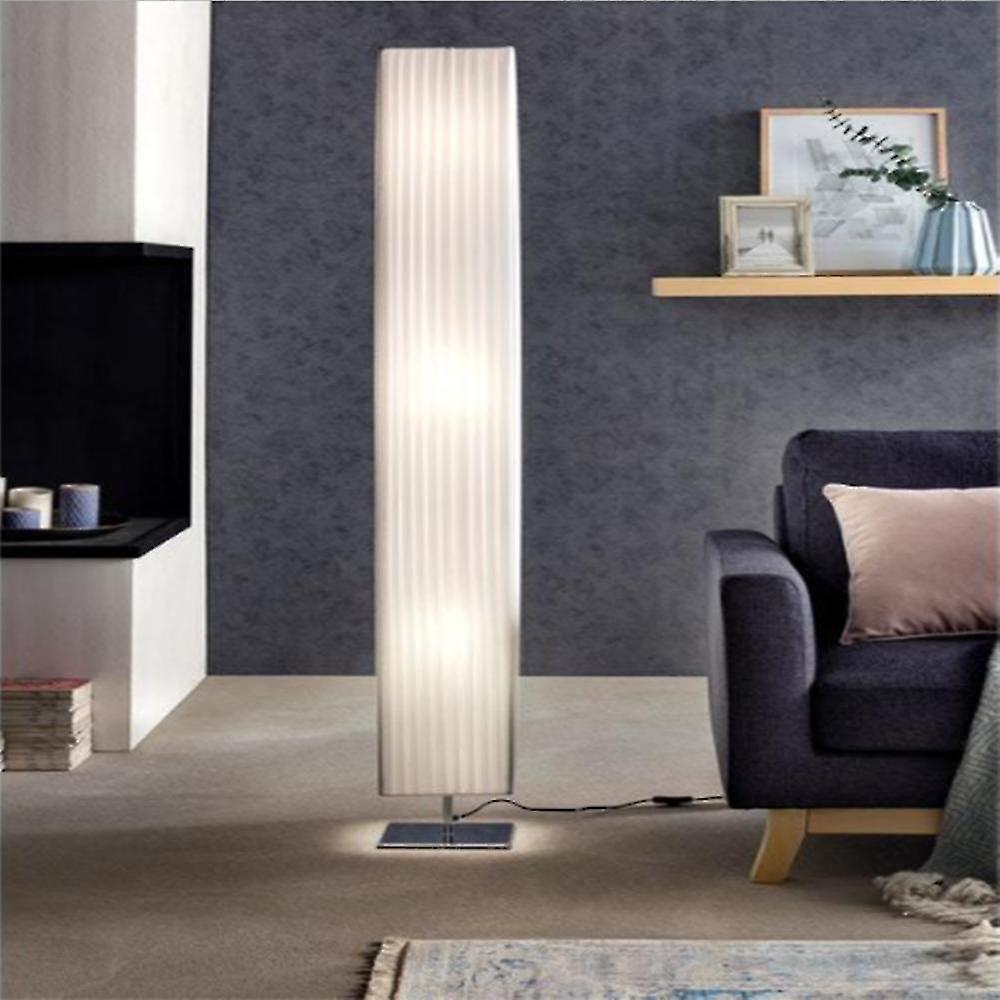 White Fabric Stainless Steel Base Floor Lamp