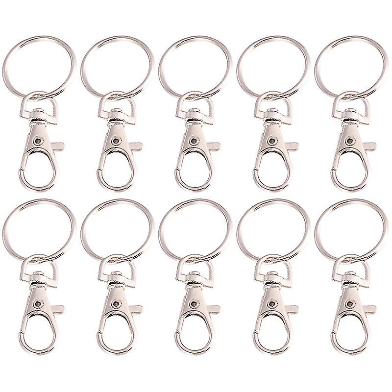 50 Pcs Plating Metal Key Ring Accessories D Snap Hook Split Metal Keychain Parts Diy Crafts Key Rin