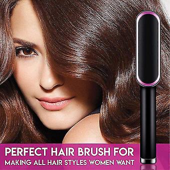 Hair Straightener Comb Matte Black Hair Straightening Brush & Iron