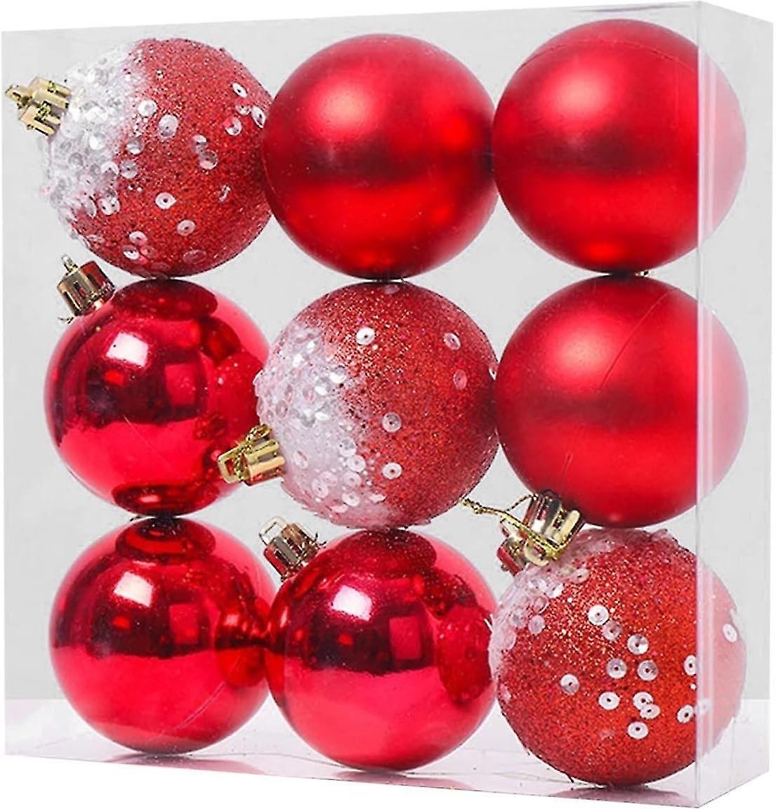 9 st Julbollar Julbollar Set Matt Glansig Frostade Julgranar Prydnader Jul H