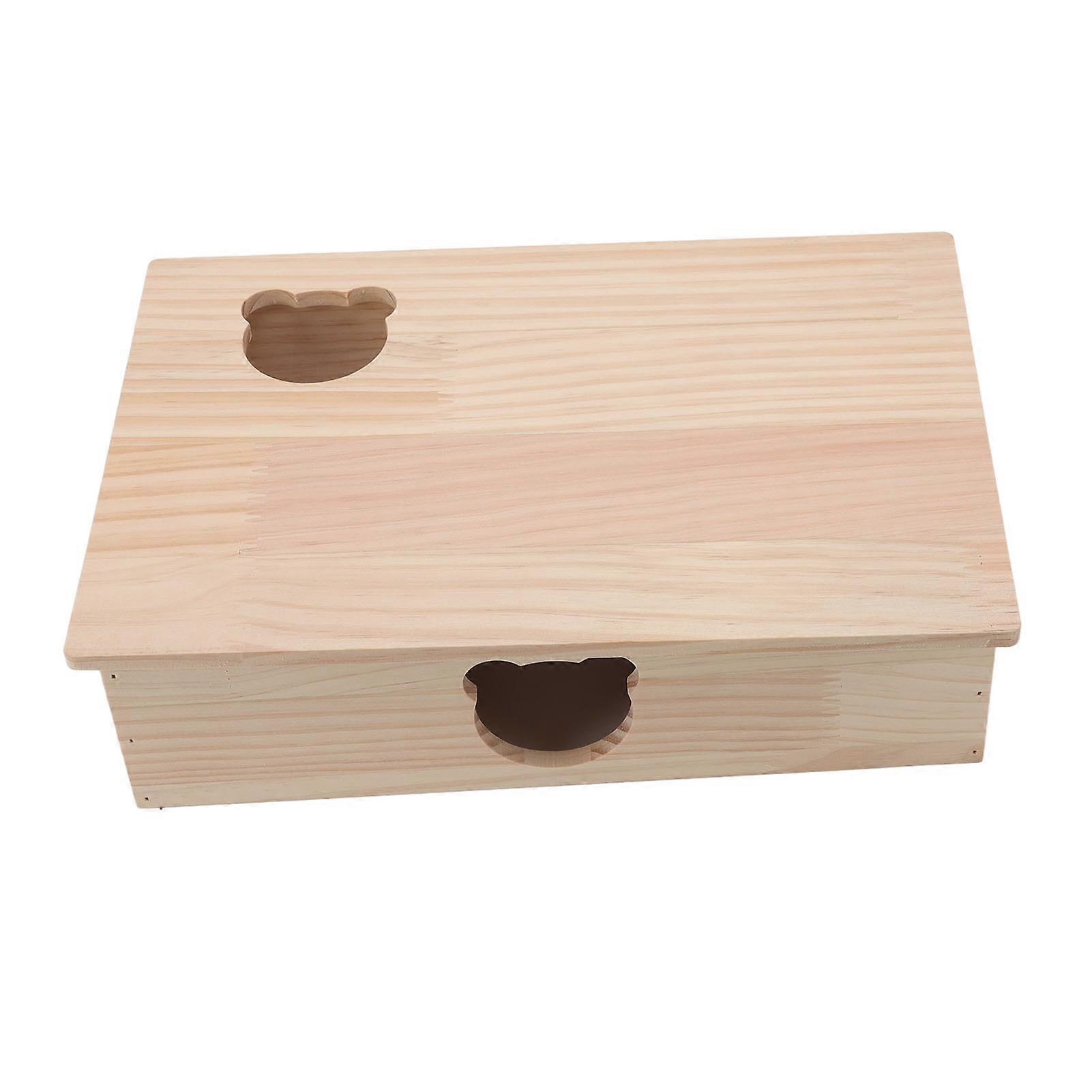 Hamster House Durable Log Movable Roof 6 Bedrooms Pet Hideout House for Pets Sleeping and Moving