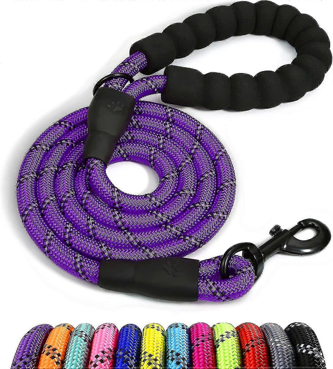 Dog Rope, Nylon Dog Leash With Soft Padded Handle And Reflective Threads