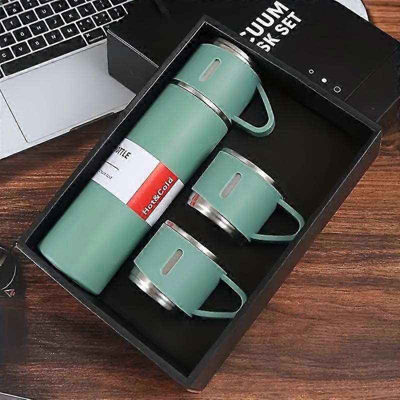 Premium Stainless Steel Vacuum Flask Set - 3-Cup Lid Water Bottles for Ultimate Insulation, Ideal Travel Thermal Cups for Hot or Cold Beverages, Year-
