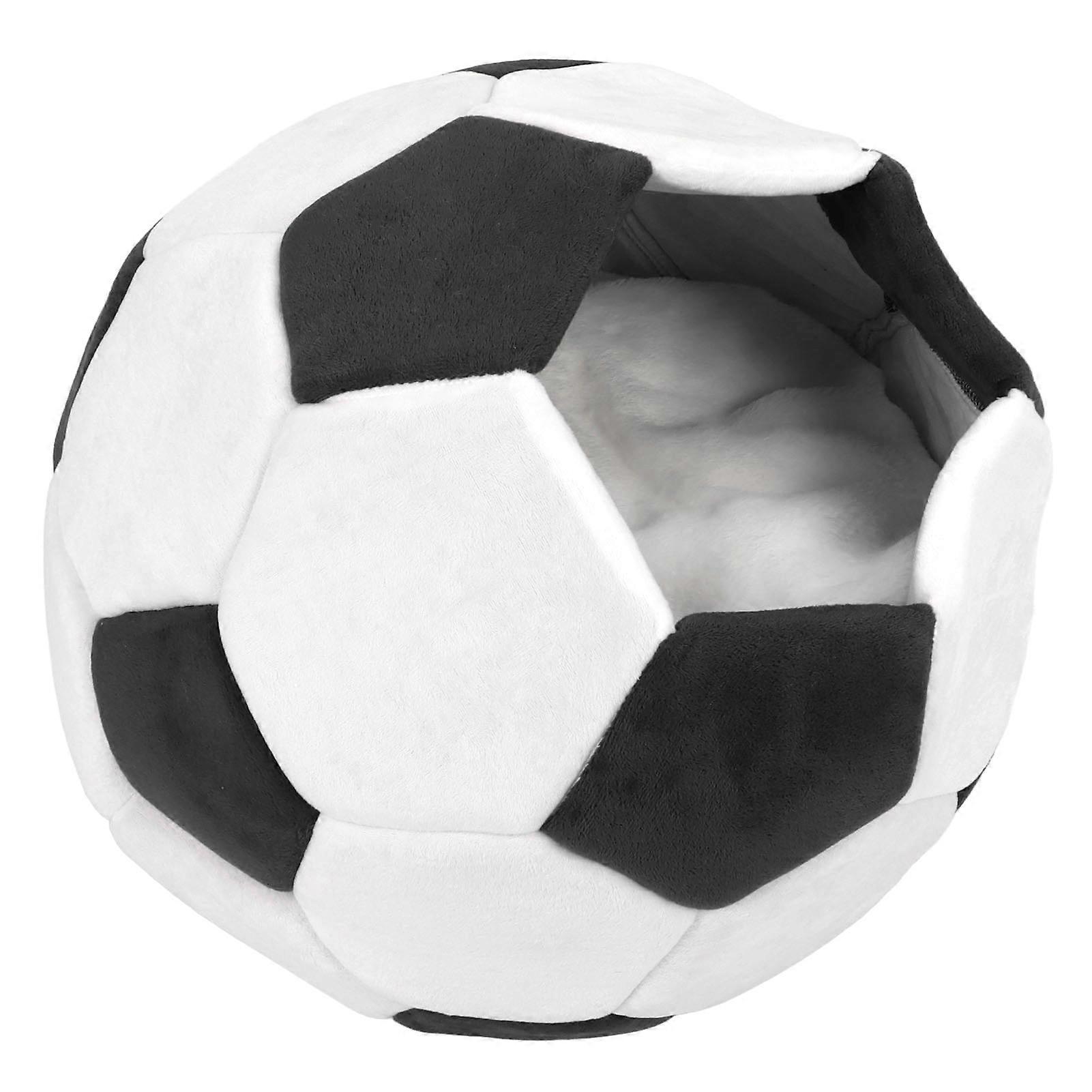 Pet Cave Bed Autunno Inverno Caldo Semi Chiuso Calcio Forma Dual Purpose Cat Nest per Gatti Gattini Cuccioli Piccoli Animali Domestici Nero Bianco S