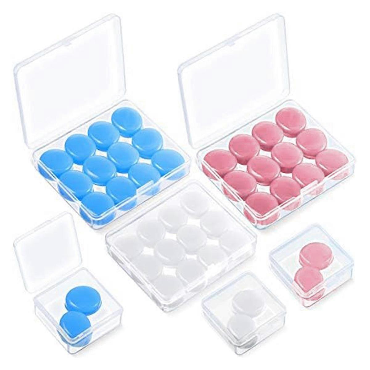 21 Pairs Ear Plugs for Sleeping Reusable Moldable Silicone Earplugs Soft Noise Cancelling Earplugs,Blue+White+Pink