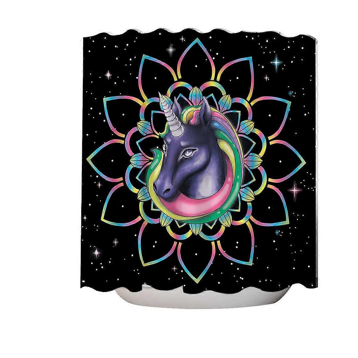 Mandala Unicorn in Space Shower Curtain
