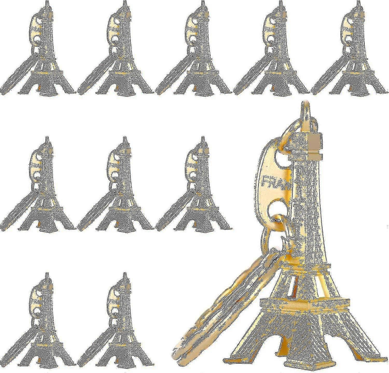 15 Pieces Eiffel Tower Keyring Retro Adornment French Souvenirs Keychains (gold) Tw