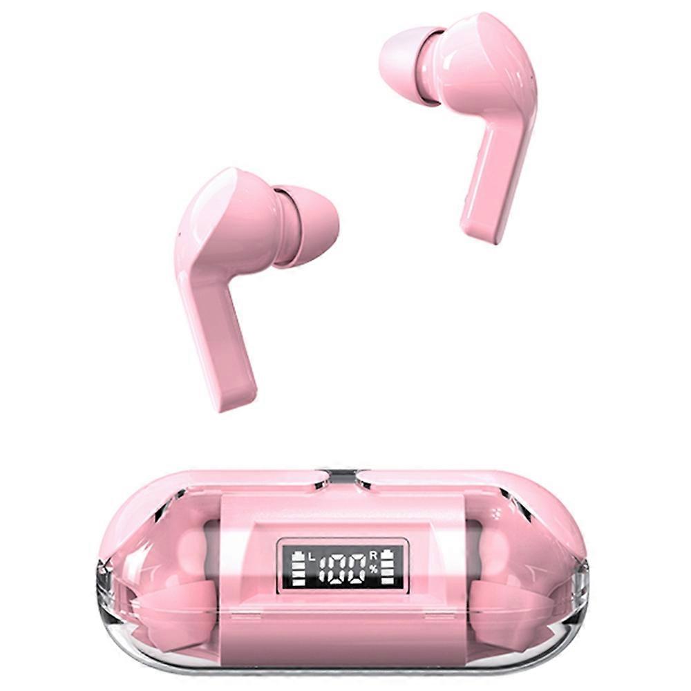 TM20 Transparent Shell Semi-in-ear Bluetooth Earphones Touch Control Wireless Headphones - Pink