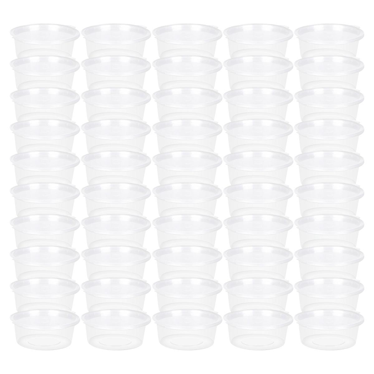 Small Plastic Containers with Lids, Jello Shot Cups with Lids, Disposable Portion Cup BPA Free for Sauce, Condiments, Souffle, Salad Dressing, Medicin