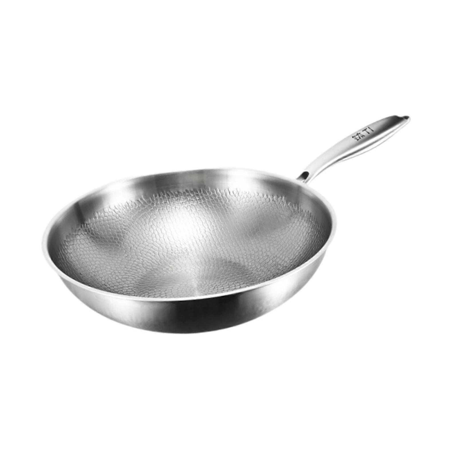 Frying Pan with Handle Titanium Portable Hot Pot Non Stick Wok for Household 30cm