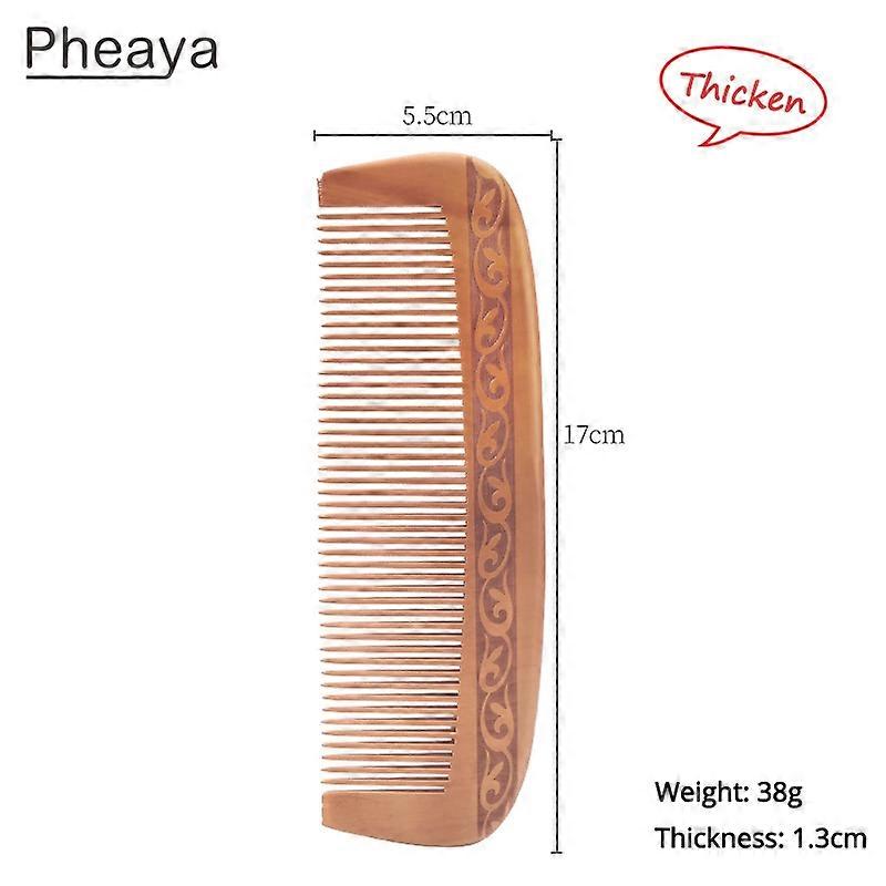 13Styles Natural Peach Wood Comb Anti-Static Handcrafted Fine Tooth Comb Massage Head Classic Comb Hair Styling Hair Care Tool