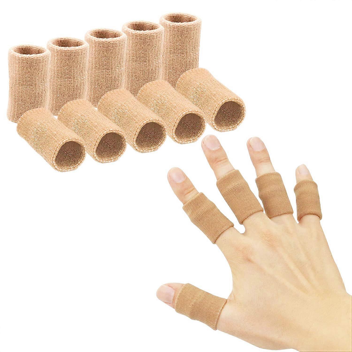 10 Pack Finger Sleeves , Thumb Splint Brace for Finger Support, Breathable Elastic Finger Tape, Compression Pression Protector for Relieving Pain, Tri