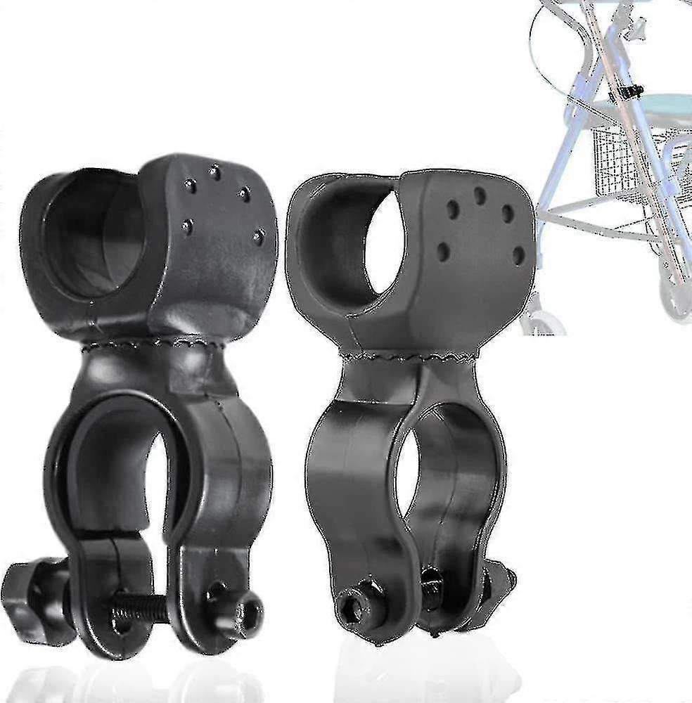 Cane Holder For Rollators, Walkers, Wheelchairs - Universal Support Accessory For Crutches, 360 Swivel, 2 Pieces