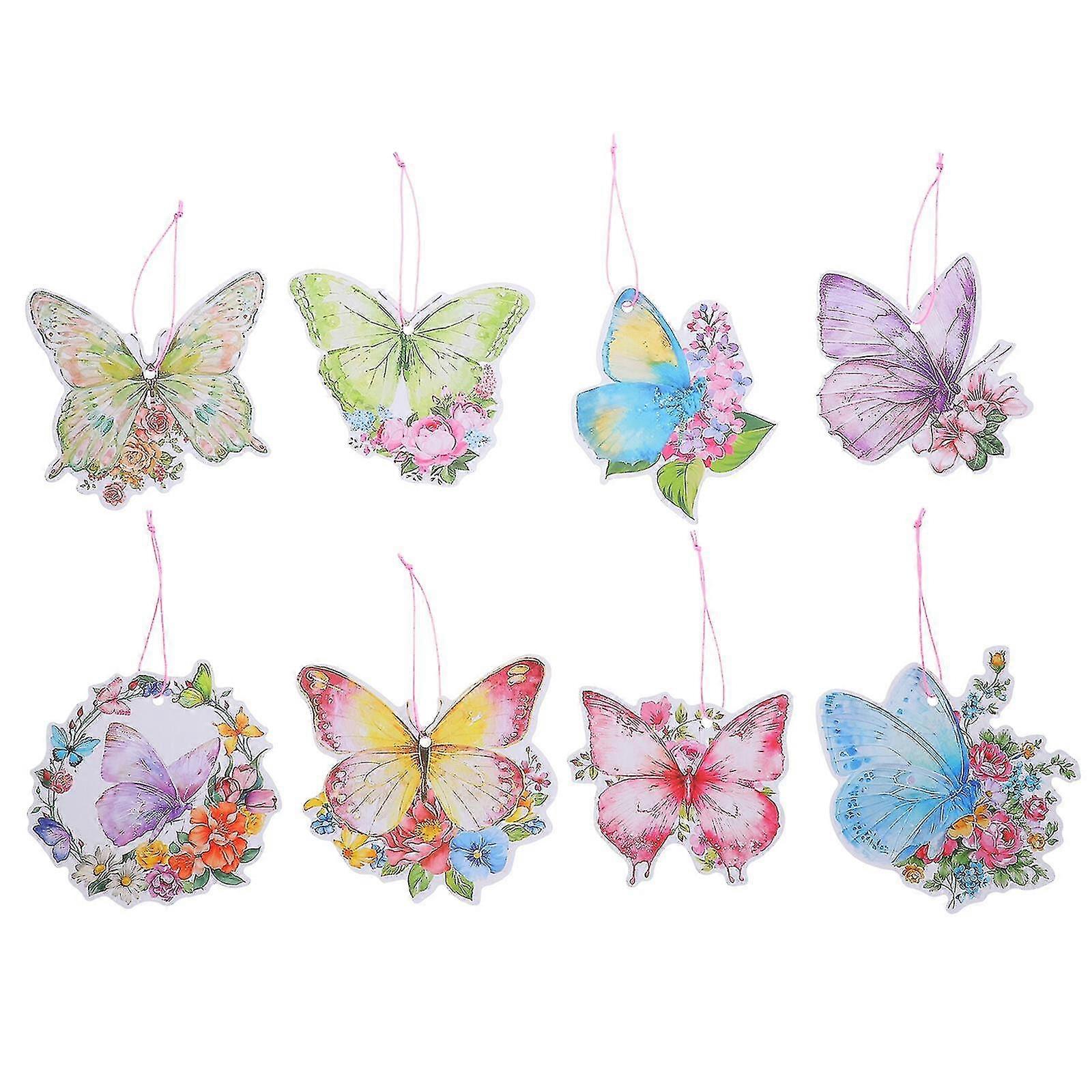 1 Set of Spring Hanging Tags Butterfly Hanging Tag Happy Holiday Party Butterfly Hanging Tag with Rope
