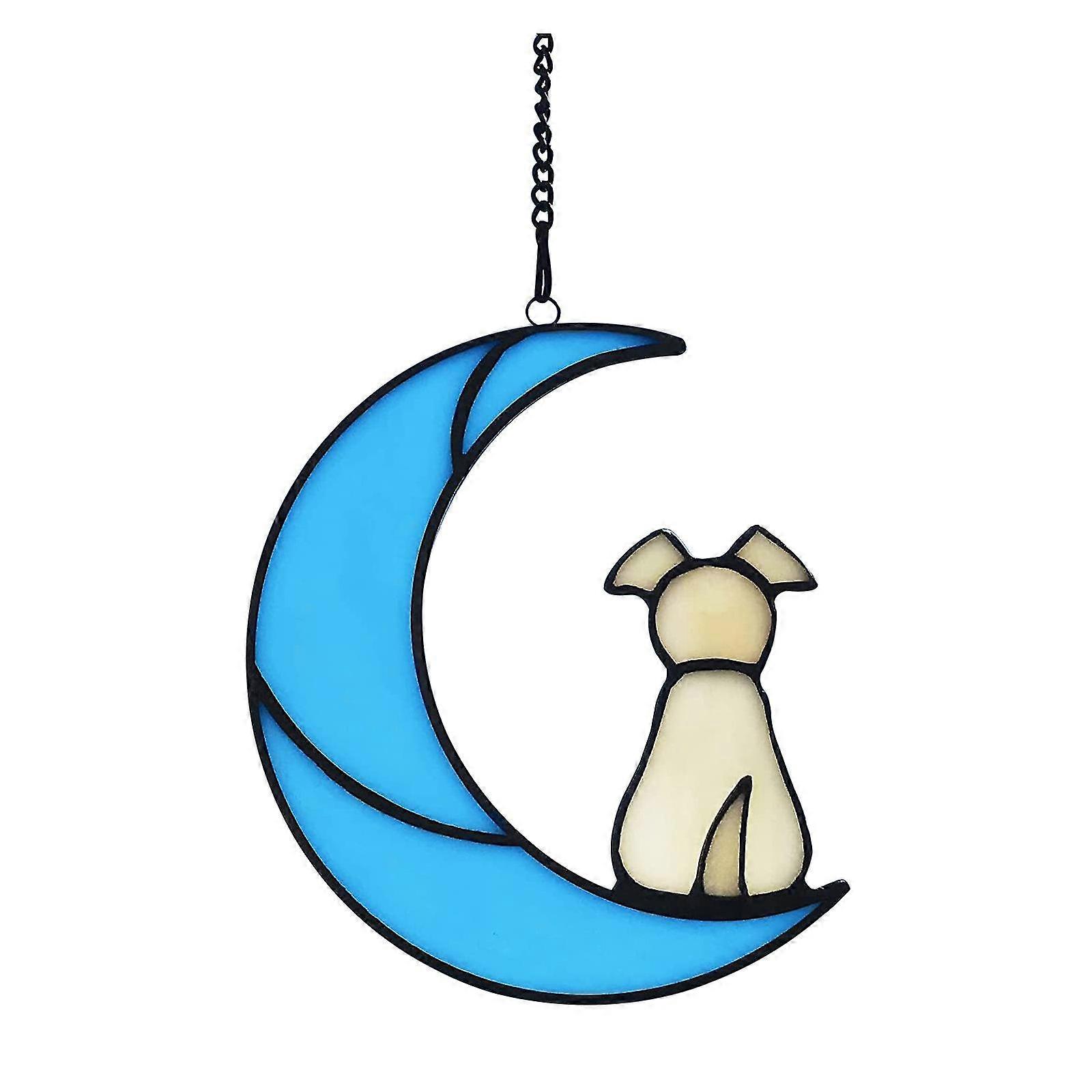 Moon Window Hanging Ornament For Dog Lovers Glass Acrylic Creative Pendant Memorial Gifts
