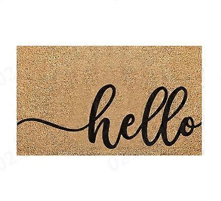 Non Slip Coconut Coir Doormat - 60 x 90cm - Hello - PVC Backed Welcome Mat Doormat