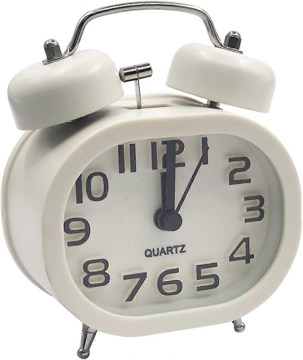 Retro Silent Quartz Alarm Clock, Morning Alarm Clock Travel Bedside Analog Clock Dual Bell Metal