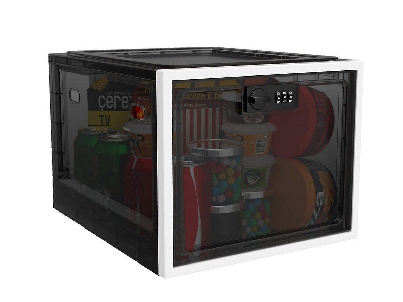 1Pc Lockable Storage Box Medicine Lock Box Food Storage Container - Black