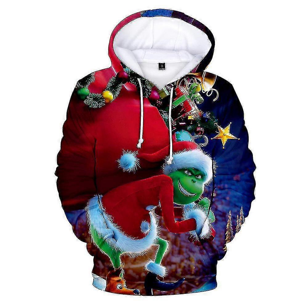 6-10 Years Kids Boys Girls Christmas Grinch Printed Hoodie Hooded