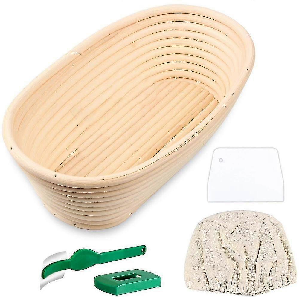 Oval Bread Proofing Basket, Handmade Banneton Bread Proofing Basket Brotform With Bread Lame, Dough