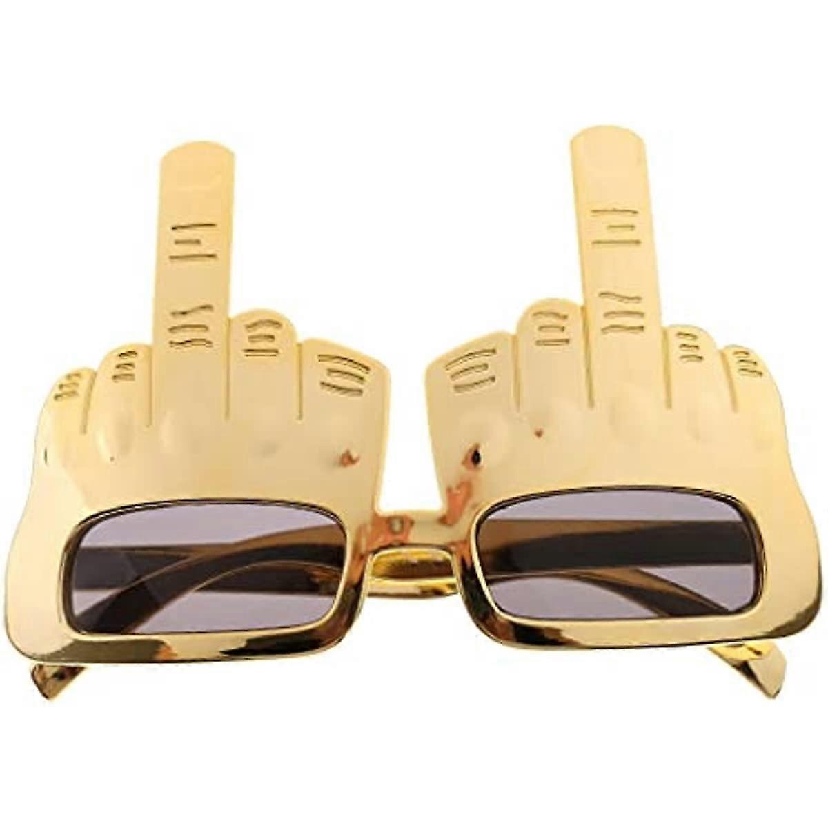Tricky Middle Finger Glasses  Gold  as described