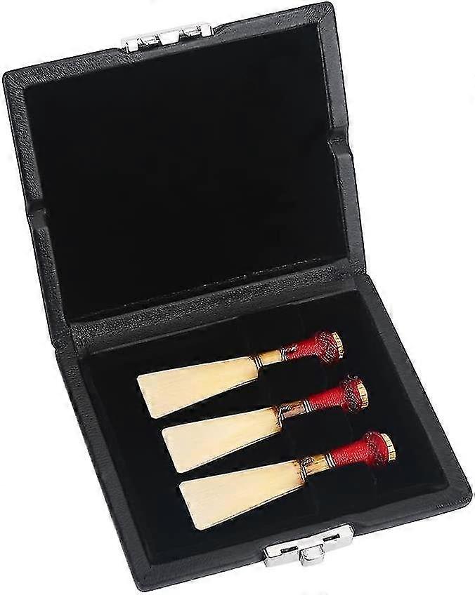 Bassoon Reeds Case, Pu Leather Cover Black Bassoon Reed Container Box Case With Slots Replacement For 3pcs Reeds1set
