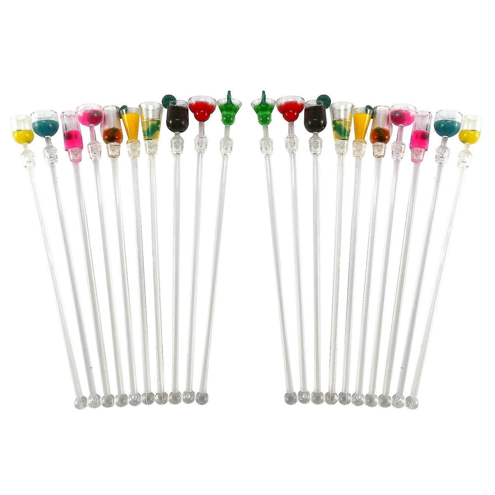 20pcs Tropical Drink Stirrers Drink Stirrers 9 Inch Mixer Bar With Glass Patterns, Reusable St