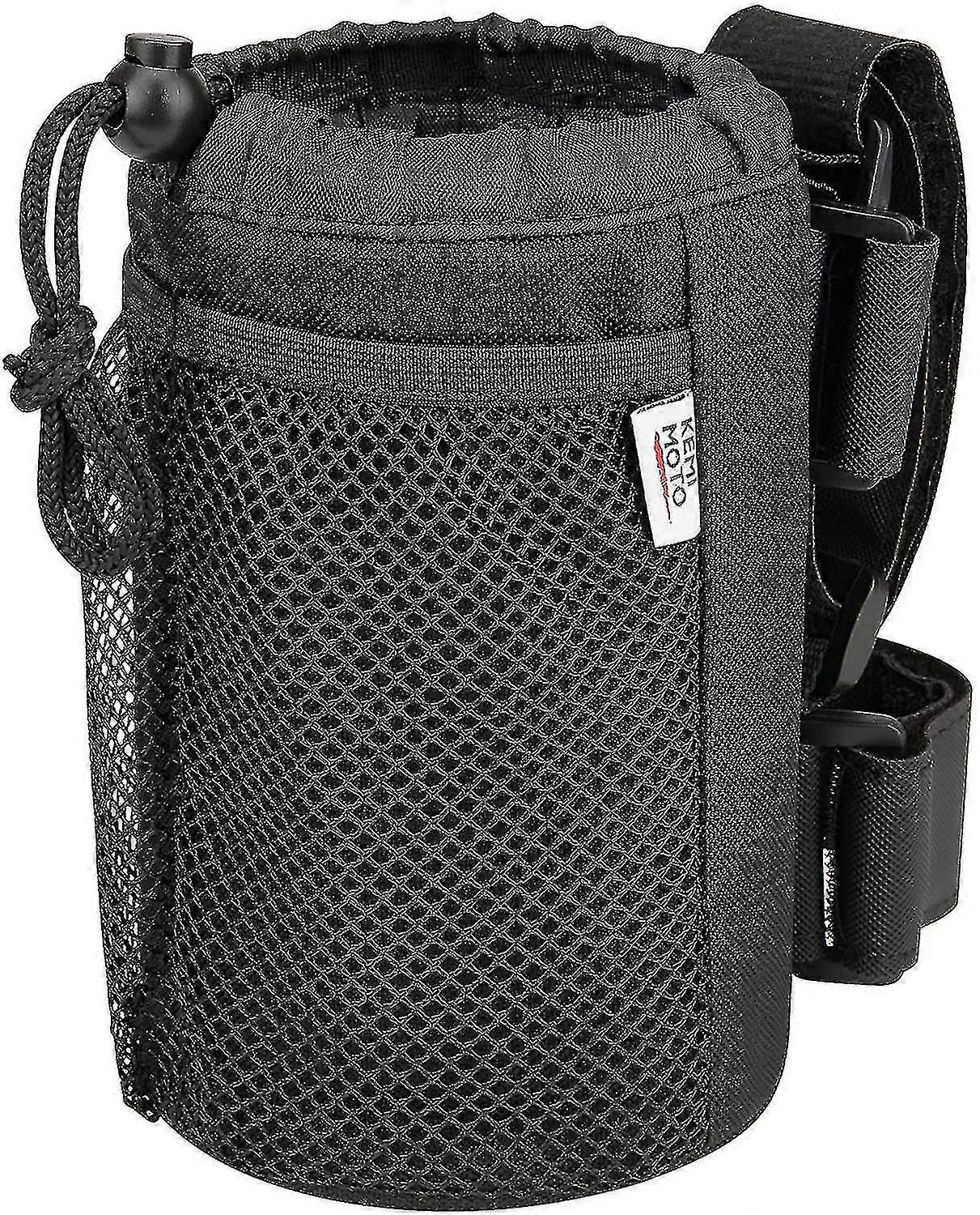 Getränkehalter für Rollator-Rollstuhl Getränkehalter, Universal Getränkehalter, Wasserflaschenträger mit Netztaschen, schwarz