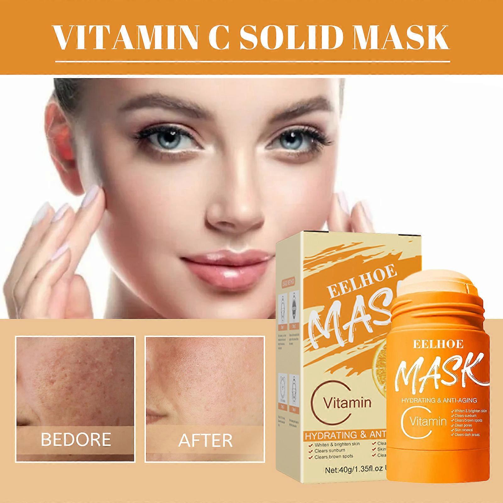 2 Pcs Vitamin C Solid Mask Deep Cleansing Hydrating Shrinking Facial Applicator Mud Mask Stick