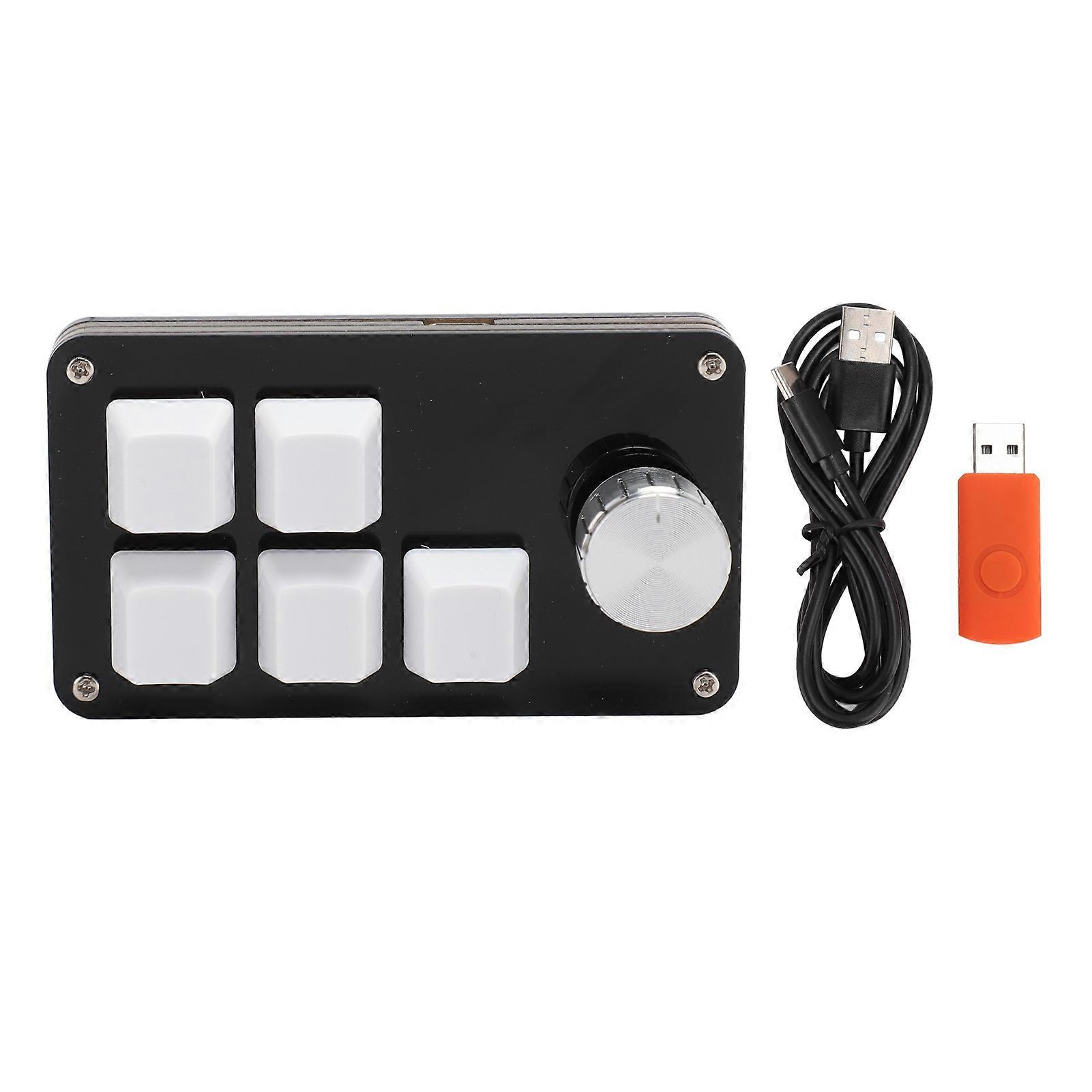 Mini 5 Key Keypad with Knob Custom Programming Hot Swappable Blue Switch One Handed Macro Mechanical Keyboard for Gaming YEMMA