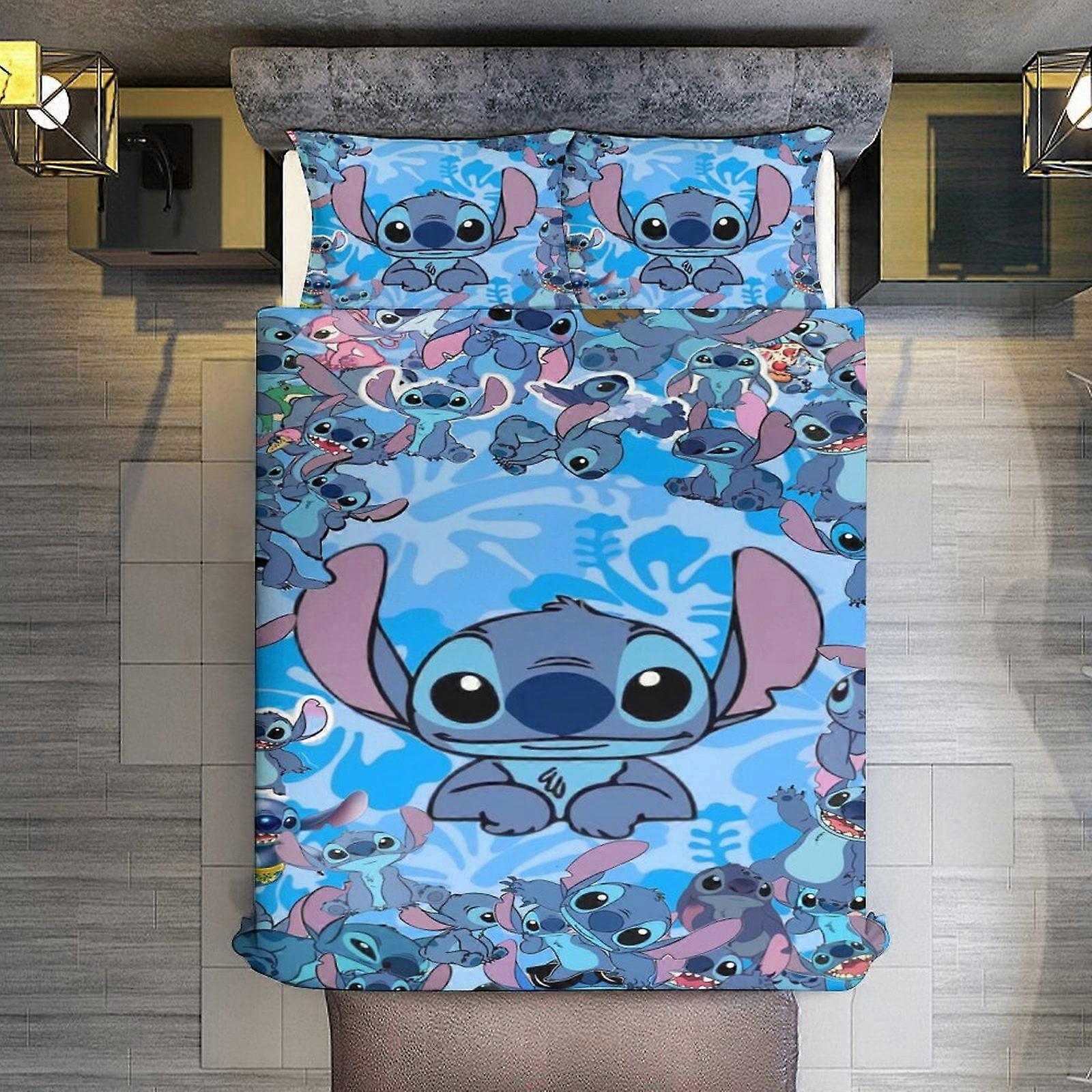 v1  Bed Sheets Bedding 3 Pieces Jay Franco Lilo and Stitch Bedding Comforter Set Full with 2 Pillowcases for Kids Teens Girls Women, Microfiber, Easy 