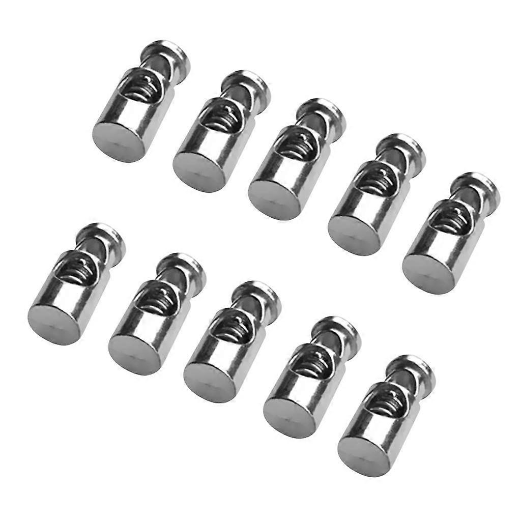 10 Pieces Metal Barrel String Cord Locks Single Hole Toggle Spring Stop Gray