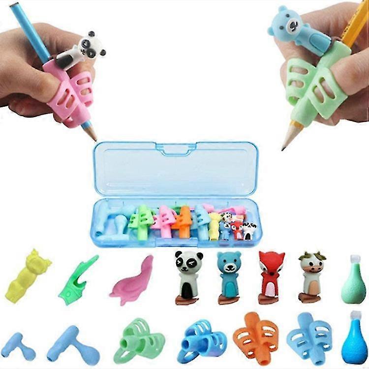 16 stk Blyantgrep Skrivehjelp Skrivehjelp Grep Universal Penn holder Grip Barn Med Box
