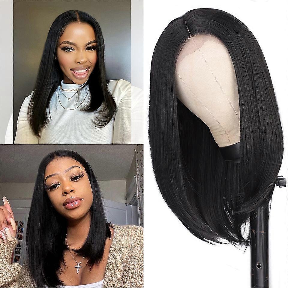 Parrucche sintetiche per donne nere Parrucche lunghe dritte marrone scuro parte centrale Peli neri resistenti al calore per uso quotidiano Sono una parrucca