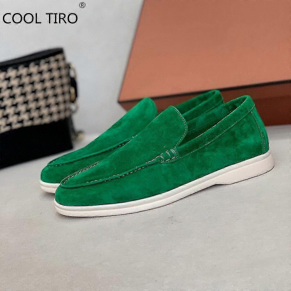 Sand ruskind mænd Loafers Casual Moccasins Summer Walk Sko Rund tå Slip-ons Flad Kørsel Dovne Beanie Sko Gentleman Dress Shoe