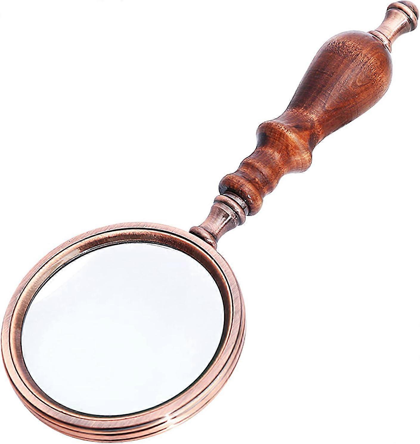 10X Vintage Reading Magnifier with Wooden Handle, Hand-Held Magnifying Glass Lens Magnifying Glass with Optical Glass Magnifying Glass Lens Magnifier 