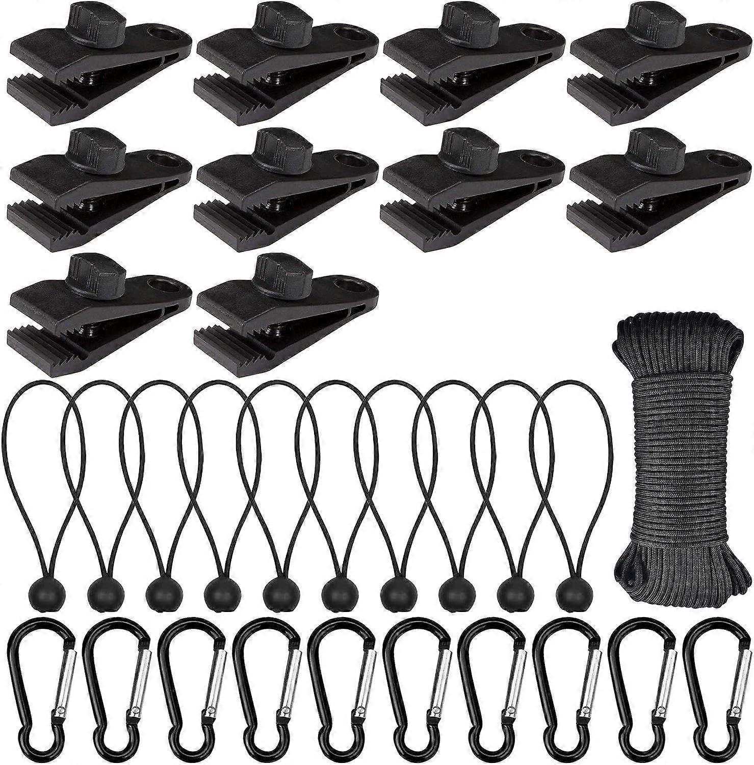 Tarp Clips, 31 Pcs Crocodile Mouth Tent Clips Tarp Clips With Tight Lock Elastic