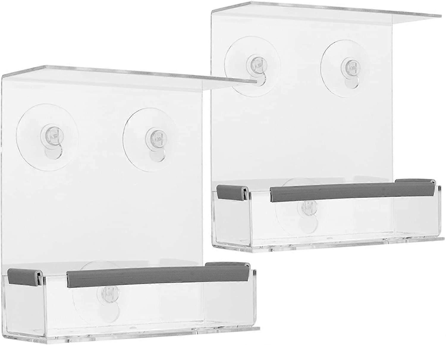 Window Bird Feeder 2 Pack, Bird House for Outside, Window Bird Feeder with Strong Suction Cups and Removable Seed Tray with Drain Holes. Outdoors Bird