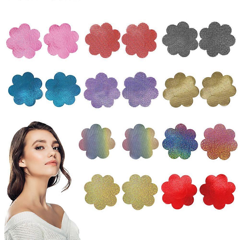 10 par brystvortetrekk engangs satengkaker selvklebende blomsterform brystdeksel kronblader klistremerker for kvinner