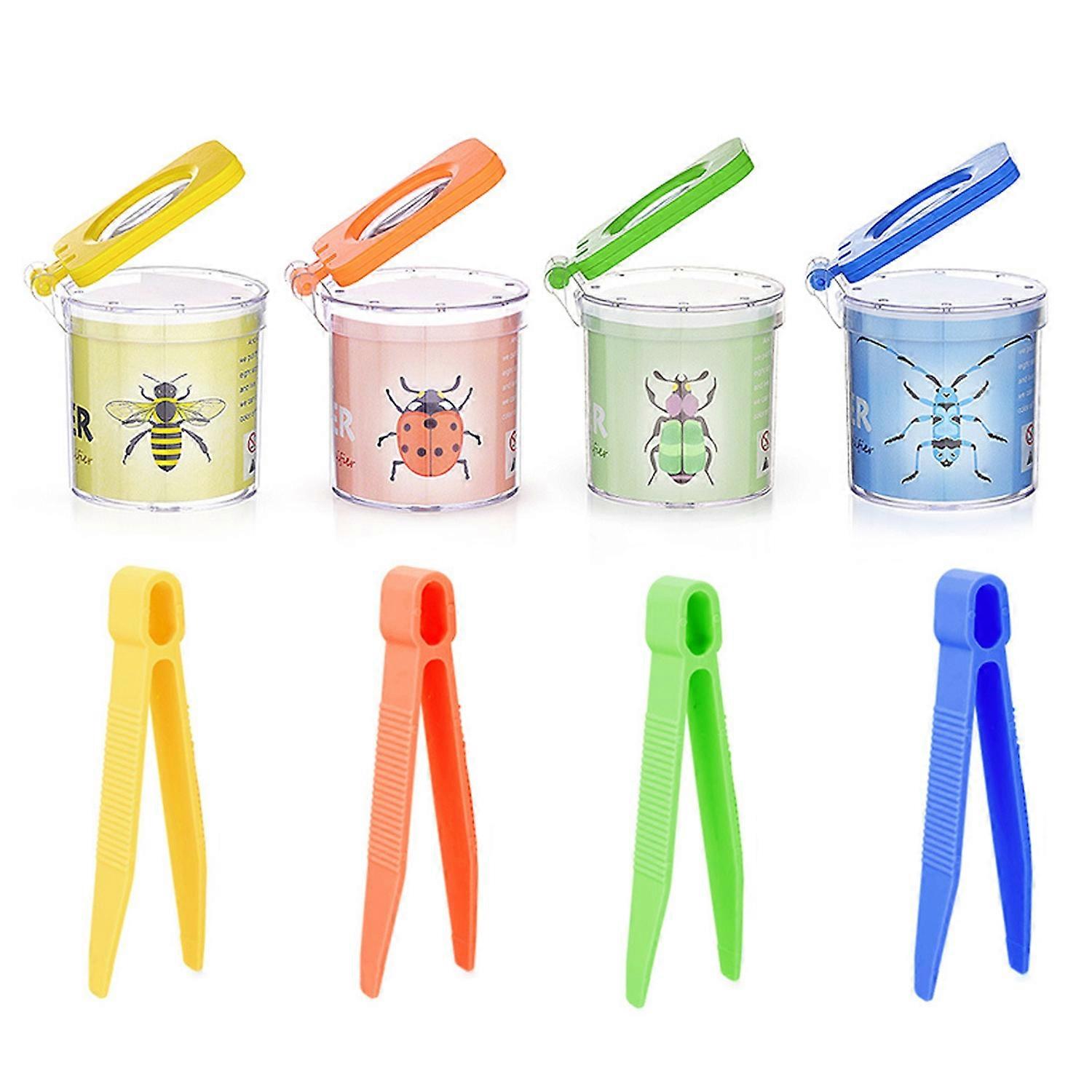 1 Set Small Animal Viewer Catcher with Tweezers Flip Lid Magnifying Animal Box Portable Clear